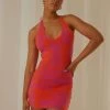 Peppermayo Exclusive New & Most Loved The Groove Knit Halter Dress - Orange And Pink Geo 1 Peppermayo Exclusive New & Most Loved The Groove Knit Halter Dress - Orange And Pink Geo