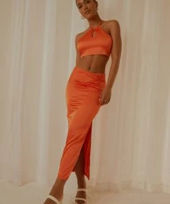 Peppermayo Exclusive Monaco Maxi Skirt - Orange New & Most Loved