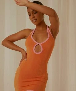 Peppermayo Exclusive Stardust Halter Mini Dress - Orange