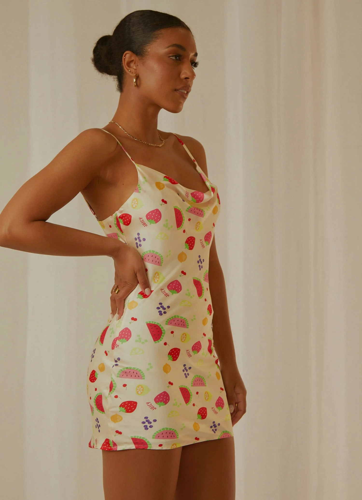 Peppermayo Exclusive Panama Cowl Neck Mini Dress - Tutti Fruitti New & Most Loved 6 Peppermayo Exclusive Panama Cowl Neck Mini Dress - Tutti Fruitti New & Most Loved