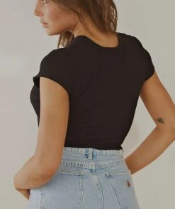 Nude Lucy Cameron Basic Waffle Tee - Black New & Most Loved 5 Nude Lucy Cameron Basic Waffle Tee - Black New & Most Loved