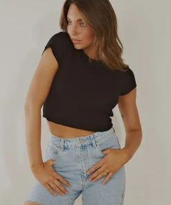 Nude Lucy Cameron Basic Waffle Tee - Black New & Most Loved 4 Nude Lucy Cameron Basic Waffle Tee - Black New & Most Loved