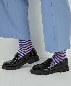 Peppermayo Say So Socks - Blue Stripe New & Most Loved