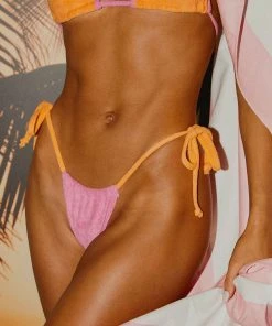 Peppermayo Exclusive New & Most Loved Holidae Tie Bikini Bottom - Pink Towelling