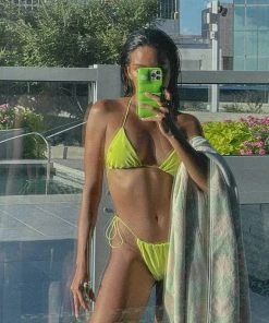 Vacancy Supply Isle Triangle Bikini Top - Lime New & Most Loved 14 Vacancy Supply Isle Triangle Bikini Top - Lime New & Most Loved