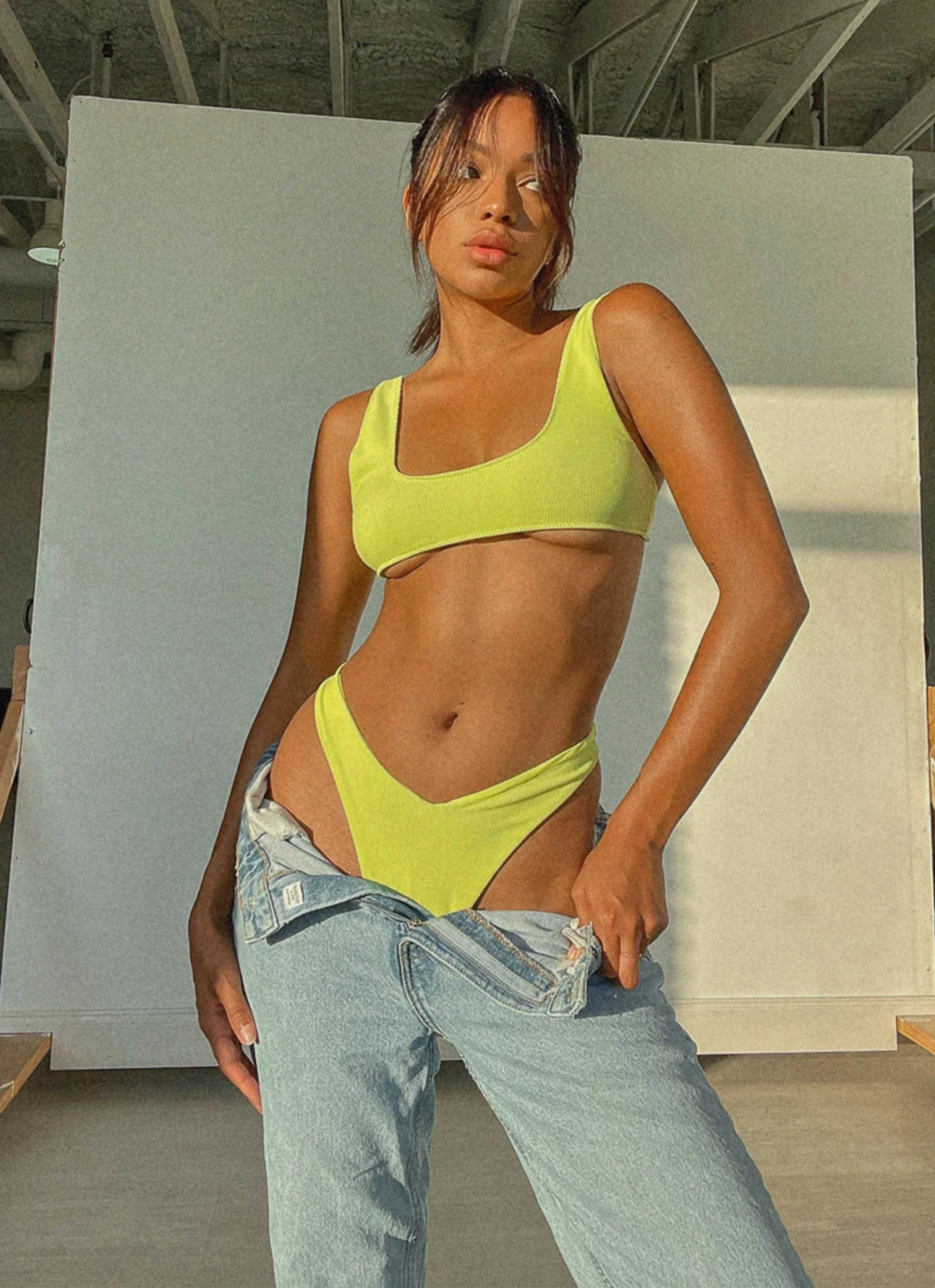 Vacancy Supply Drift V Cut Bottoms - Lime 3 Vacancy Supply Drift V Cut Bottoms - Lime