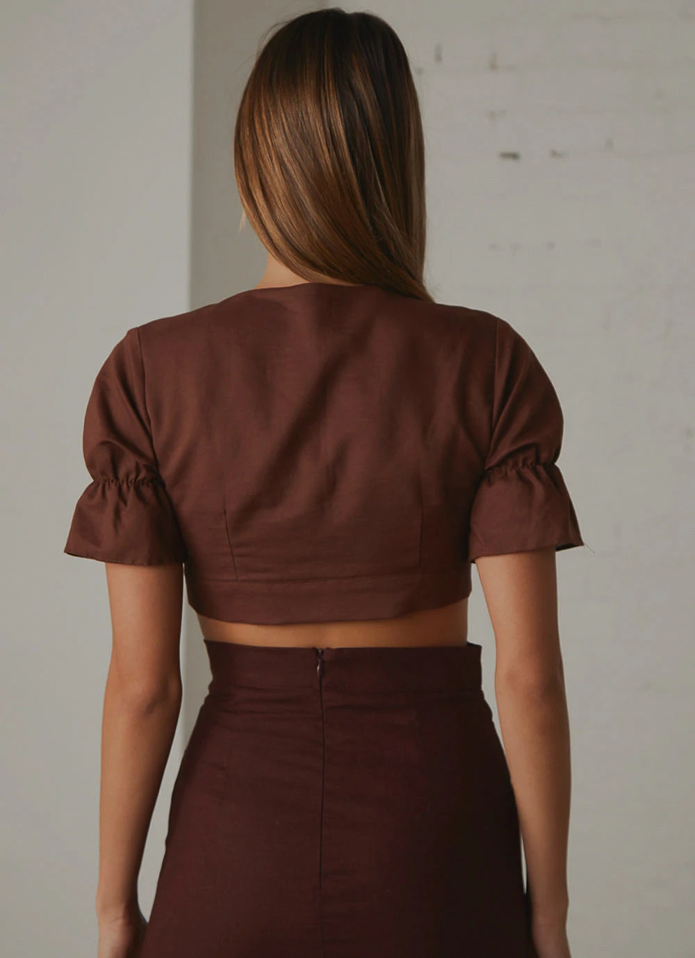 Peppermayo Exclusive Luxembourg Linen Crop Top - Choc Brown 7 Peppermayo Exclusive Luxembourg Linen Crop Top - Choc Brown