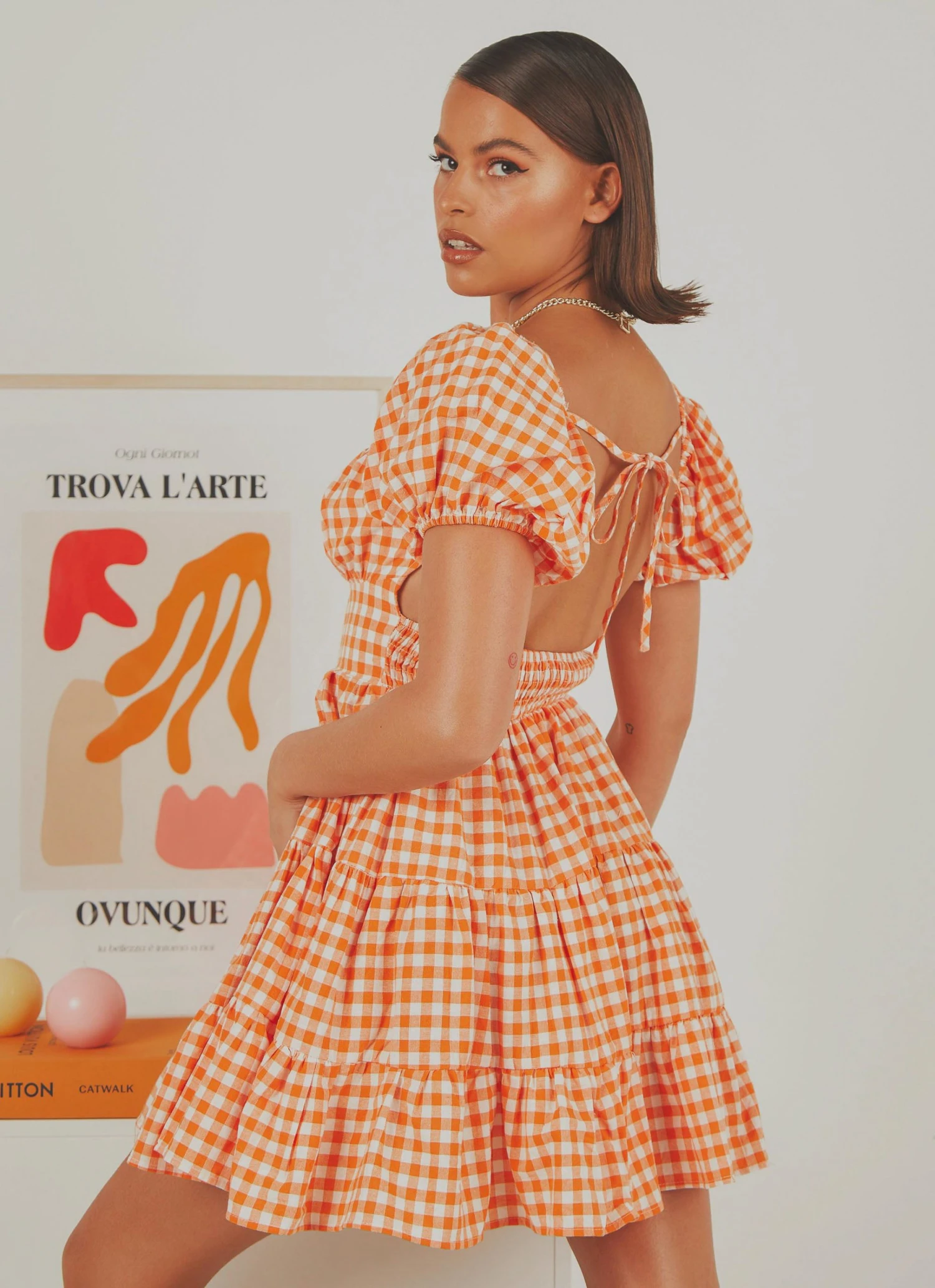 Peppermayo Exclusive Gianna Mini Dress - Orange Gingham 6 Peppermayo Exclusive Gianna Mini Dress - Orange Gingham