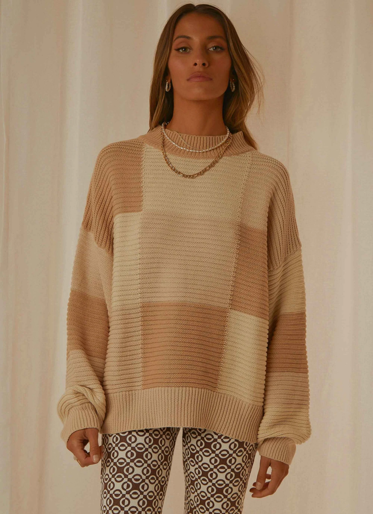 Peppermayo Exclusive Tulum Nights Knit Jumper - Neutral Patchwork 5 Peppermayo Exclusive Tulum Nights Knit Jumper - Neutral Patchwork
