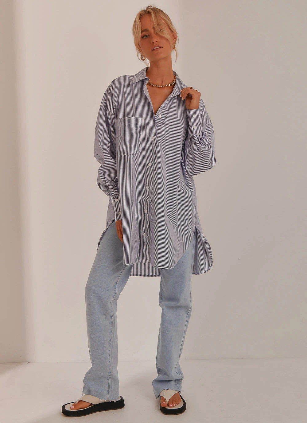Peppermayo Liasons Oversized Shirt - Blue Stripe New & Most Loved 7 Peppermayo Liasons Oversized Shirt - Blue Stripe New & Most Loved