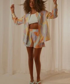 Peppermayo Exclusive Raffi Linen Shorts - Pastel Wave New & Most Loved