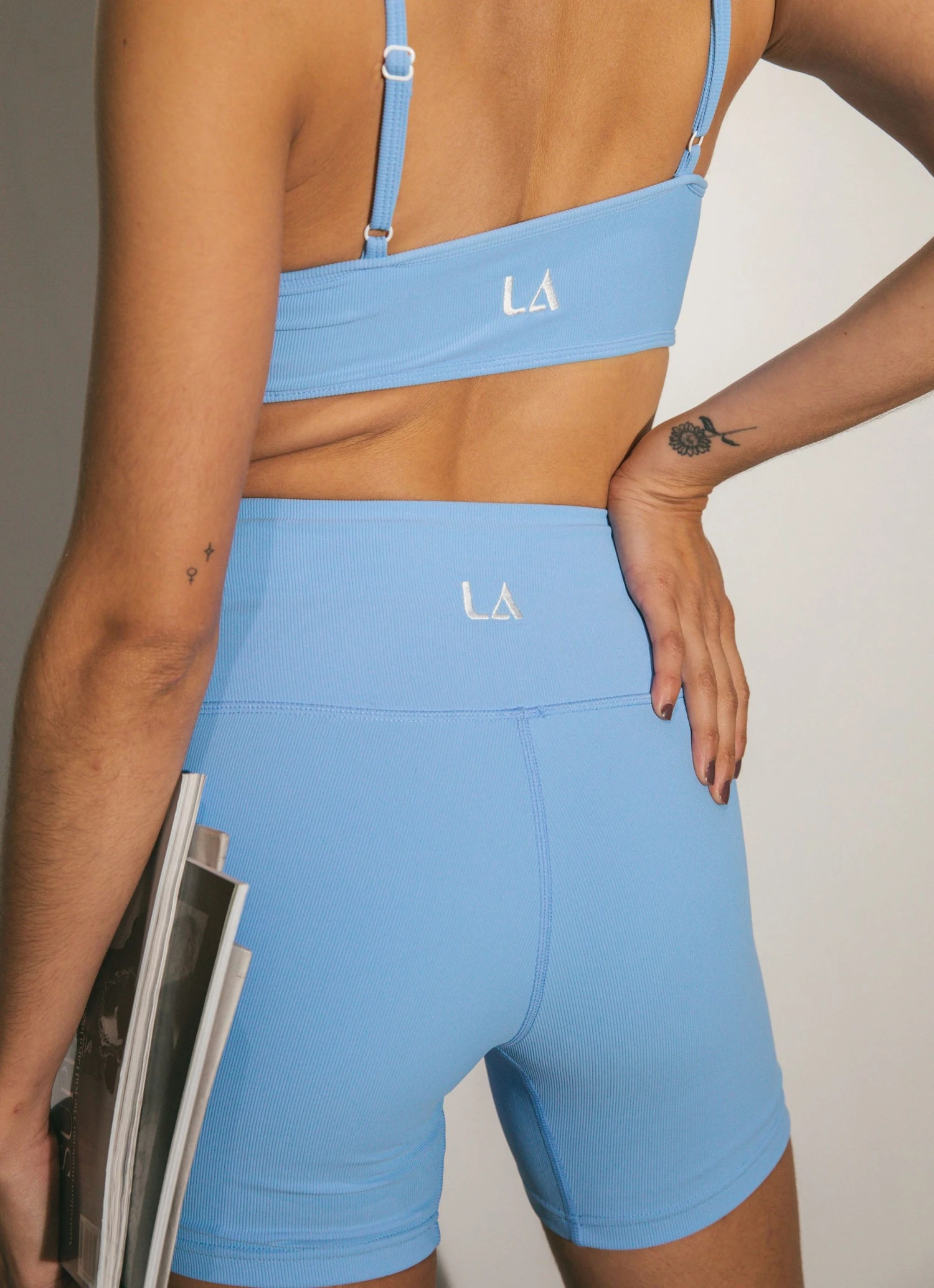 LaHana Swim New Bottoms Pippa Biker Short - Ribbed Blue LaHana Swim New Bottoms Pippa Biker Short - Ribbed Blue
