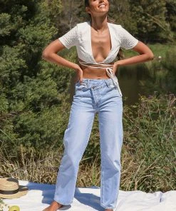 Peppermayo Exclusive New & Most Loved Moments With You Tie Crop - White Broderie