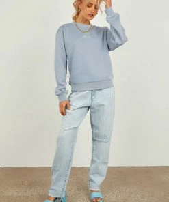 Nude Lucy Nude Classics Slogan Sweat - Denim Blue New & Most Loved 9 Nude Lucy Nude Classics Slogan Sweat - Denim Blue New & Most Loved