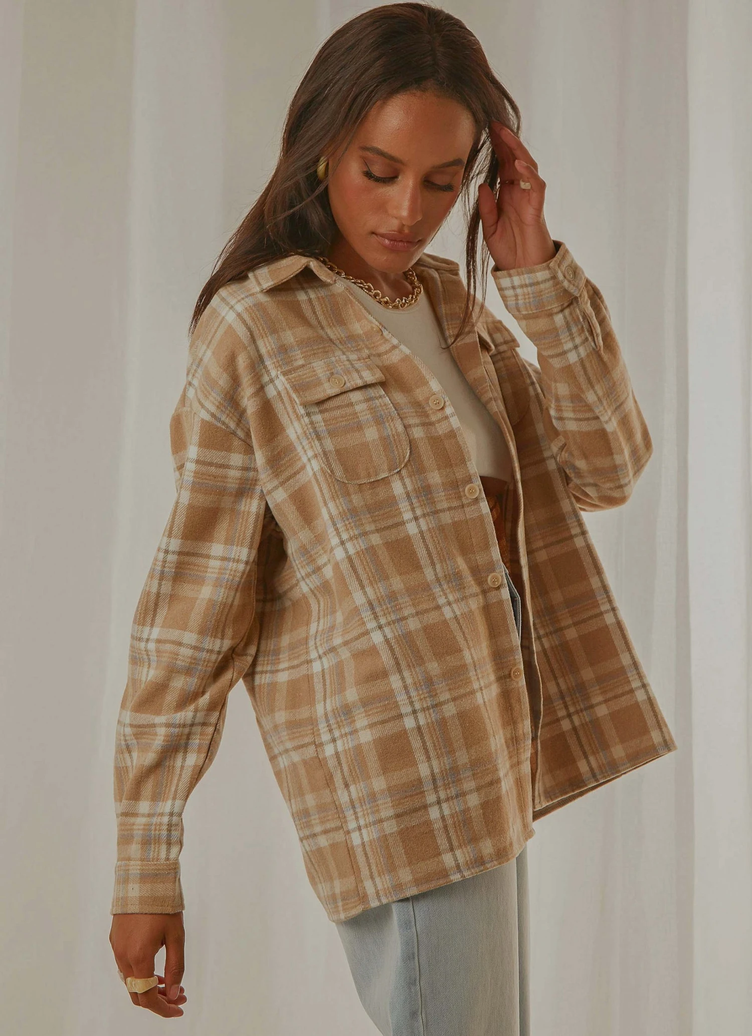 Peppermayo Exclusive New & Most Loved Day Trip Oversized Flannel Shirt - Beige Check 7 Peppermayo Exclusive New & Most Loved Day Trip Oversized Flannel Shirt - Beige Check