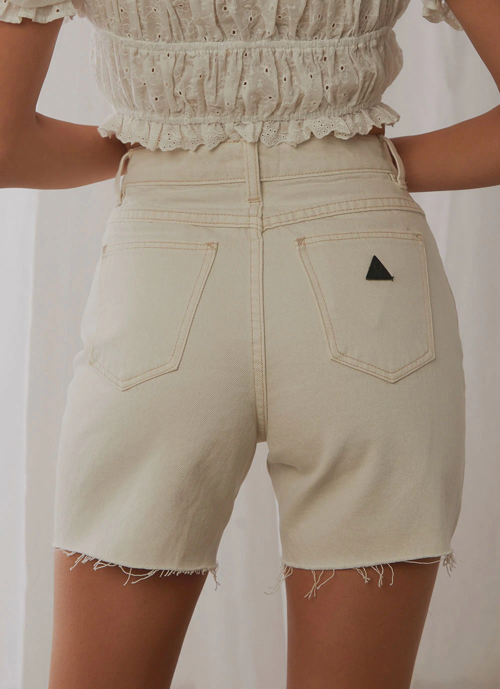 Abrand New & Most Loved A Claudia Cut Off Shorts - White Sand Abrand New & Most Loved A Claudia Cut Off Shorts - White Sand