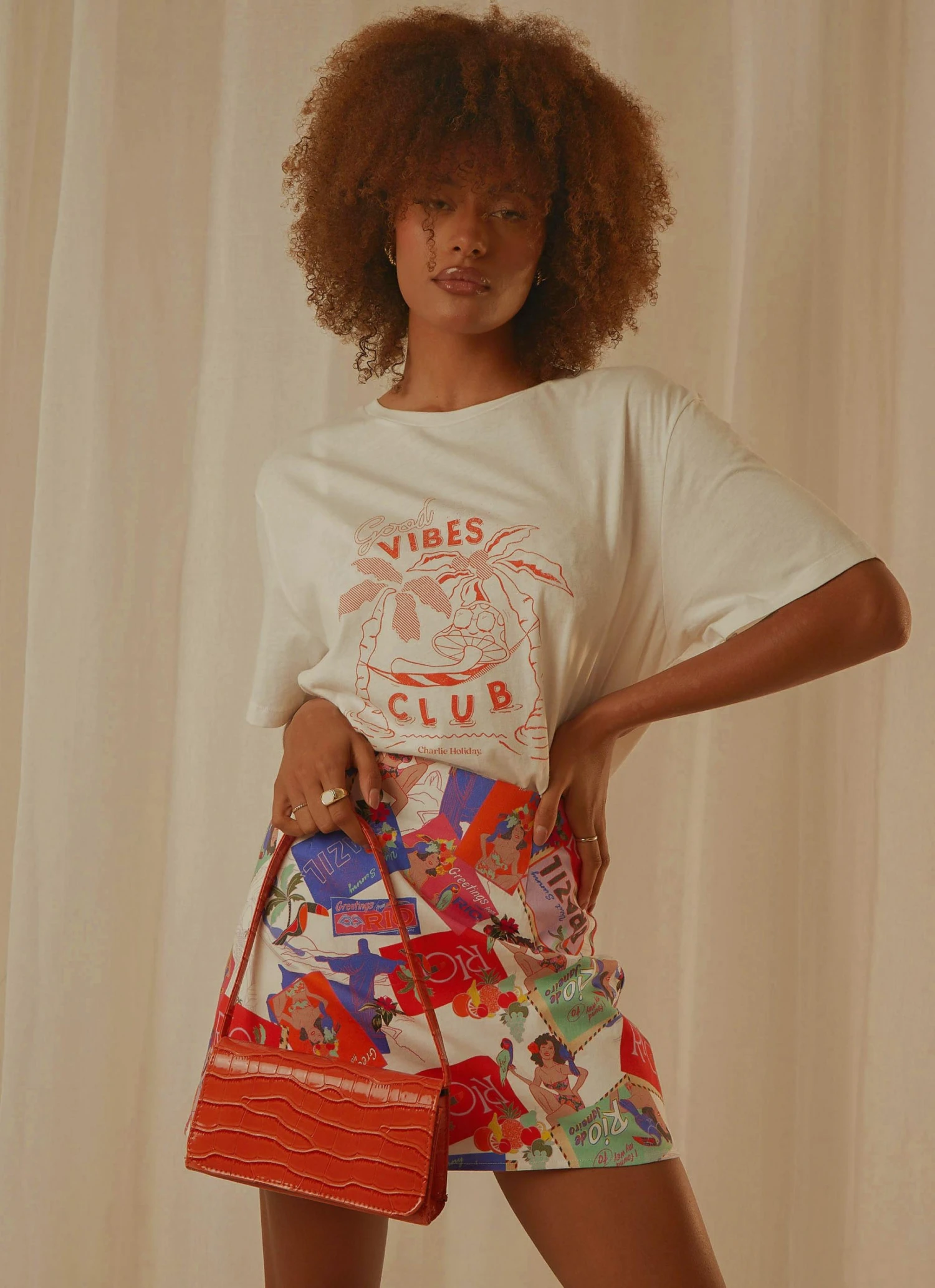 Charlie Holiday Good Vibes Club Boyfriend Tee - White 6 Charlie Holiday Good Vibes Club Boyfriend Tee - White