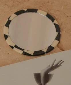 Peppermayo Irina Mini Hand Mirror - Black And White Check