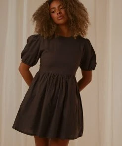 Nude Lucy Nima Linen Mini Dress - Coal New & Most Loved