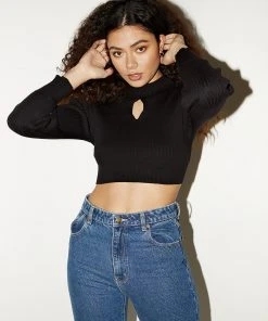 Peppermayo Dinner Date Knit Top - Black