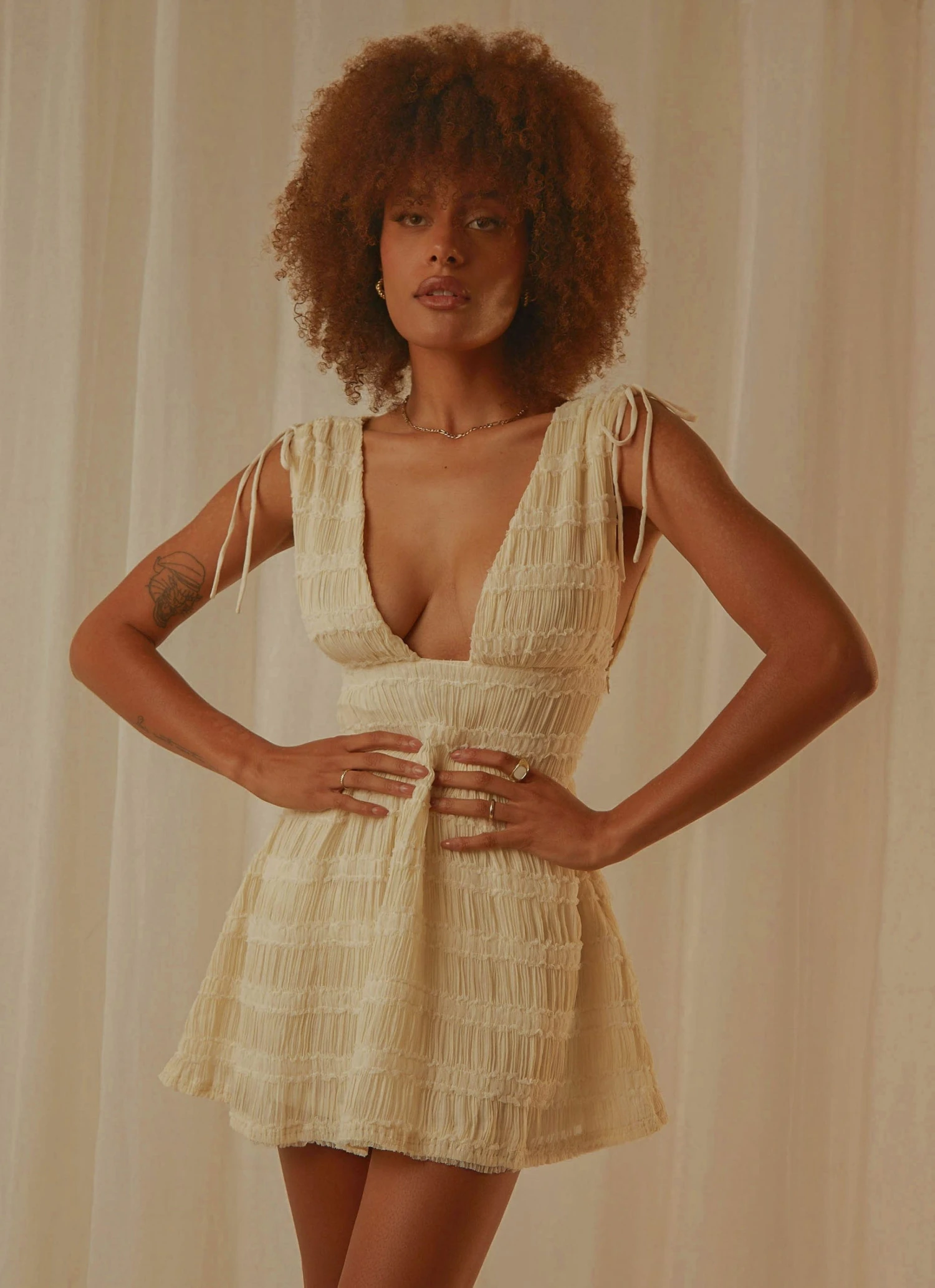 Peppermayo Exclusive Heartbreak Hotel Ruched Mini Dress - Creme 6 Peppermayo Exclusive Heartbreak Hotel Ruched Mini Dress - Creme