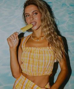 Peppermayo Exclusive Sun Down Linen Top - Splice Check 5 Peppermayo Exclusive Sun Down Linen Top - Splice Check