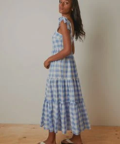 Peppermayo To The Beach Maxi Dress - Blue Check New Dresses