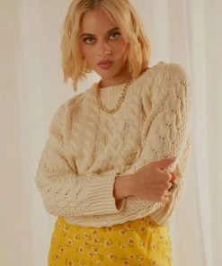 Peppermayo Hold Onto You Knit Sweater - Cream New & Most Loved