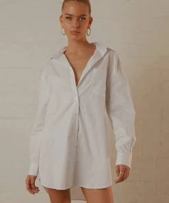 Peppermayo Exclusive Downtown Love Shirt Dress - White New & Most Loved