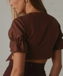Peppermayo Exclusive Luxembourg Linen Crop Top - Choc Brown 10 Peppermayo Exclusive Luxembourg Linen Crop Top - Choc Brown