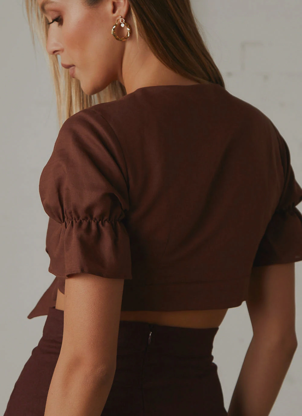 Peppermayo Exclusive Luxembourg Linen Crop Top - Choc Brown 6 Peppermayo Exclusive Luxembourg Linen Crop Top - Choc Brown