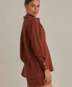 Peppermayo Edge Of Romance Shirt - Choc Brown New & Most Loved