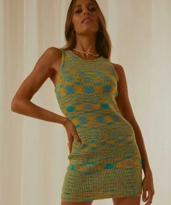 Peppermayo Can't Lose Knit Mini Dress - Green Multi