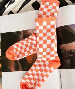 Peppermayo New & Most Loved No Promises Socks - Orange Check