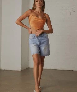 Peppermayo Exclusive Champs-Elysees Cowl Neck Crop - Orange New & Most Loved