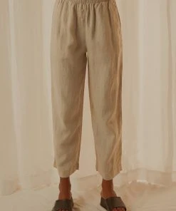 Nude Lucy Nude Linen Lounge Crop Pant - Natural