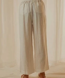 Nude Lucy New & Most Loved Nude Linen Lounge Crop Pant - White