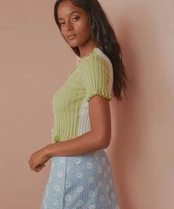 Peppermayo Harper Knit Top - Lime / White New & Most Loved