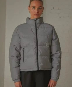 Huffer Womens Track Puffer Jacket - Reflective 11 Huffer Womens Track Puffer Jacket - Reflective