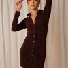 Peppermayo Exclusive Ring My Bell Mini Dress - Choc Brown