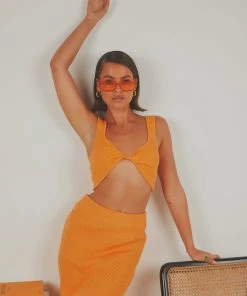 Peppermayo Soraya Crop Top - Orange New & Most Loved