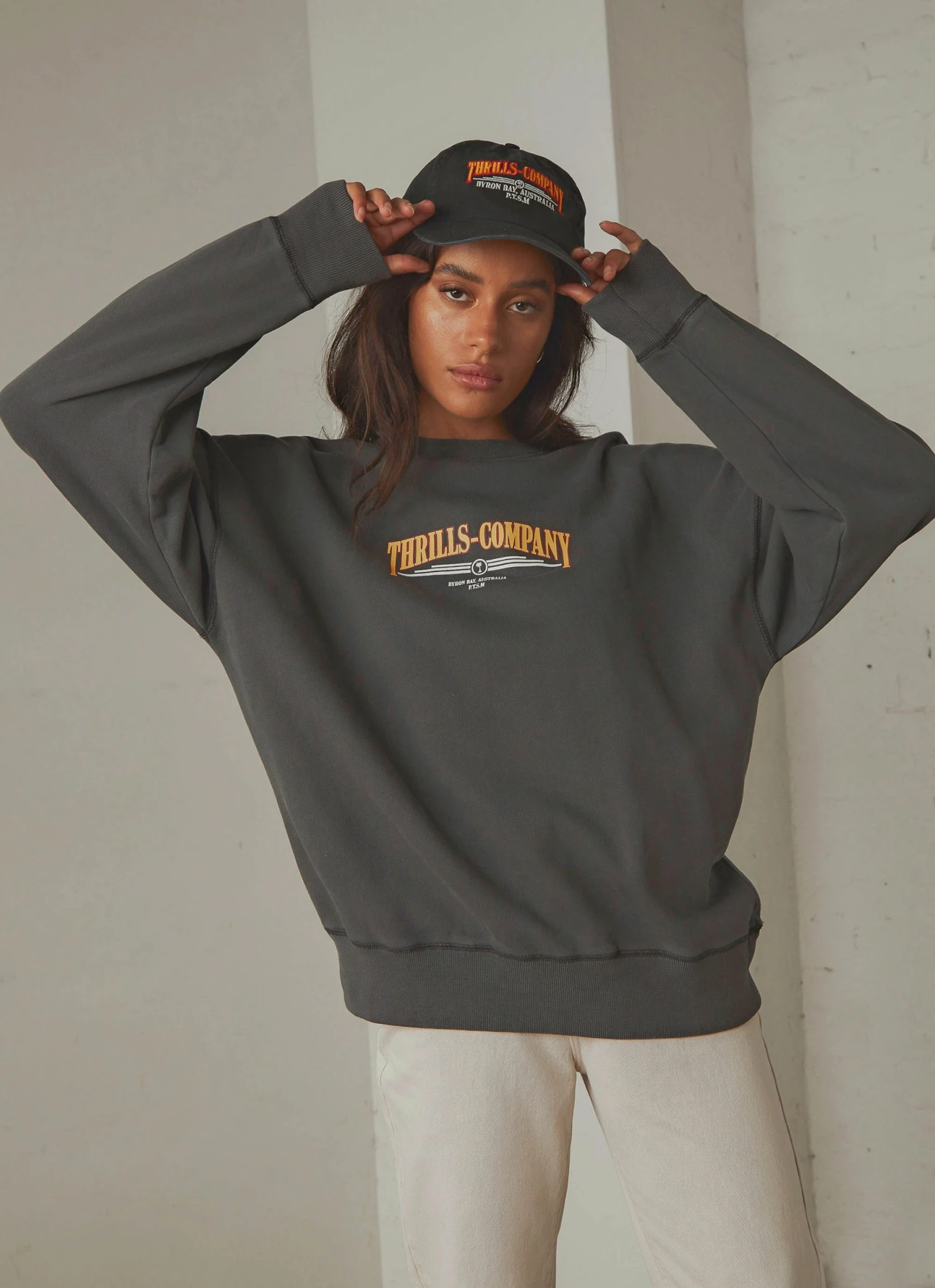 Thrills Underline Slouch Crew - Merch Black 4 Thrills Underline Slouch Crew - Merch Black