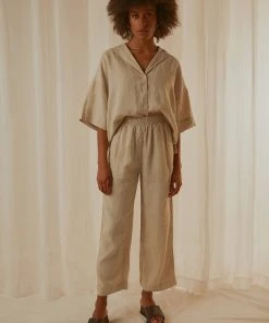 Nude Lucy Nude Linen Lounge Crop Pant - Natural