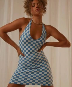 Peppermayo To The Limit Knit Halter Dress - Blue