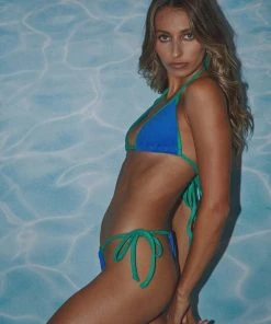 Peppermayo Exclusive Holidae Triangle Bikini Top - Cobalt Blue Towelling