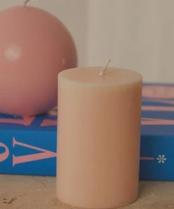 Candle Co New & Most Loved Moreton Eco Slim Pillar Candle- 5 X 7.5cm - Nude