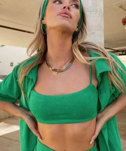 Vacancy Supply New & Most Loved Sunbather Terry Crop - Jade Green