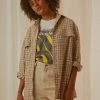 4th & Reckless New & Most Loved Coralie Shirt - Beige And White Check 1 4th & Reckless New & Most Loved Coralie Shirt - Beige And White Check