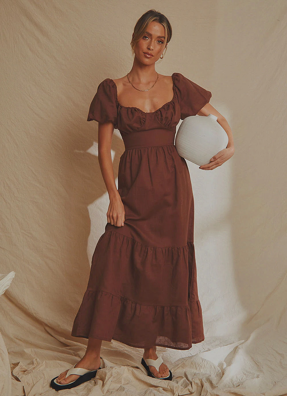 National Breast Cancer Foundation X Peppermayo New & Most Loved Europe Local Linen Maxi Dress - Choc Brown 3 National Breast Cancer Foundation X Peppermayo New & Most Loved Europe Local Linen Maxi Dress - Choc Brown