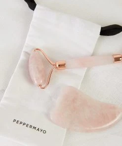 Peppermayo Exclusive New & Most Loved Gua Sha & Roller Set - Rose Quartz